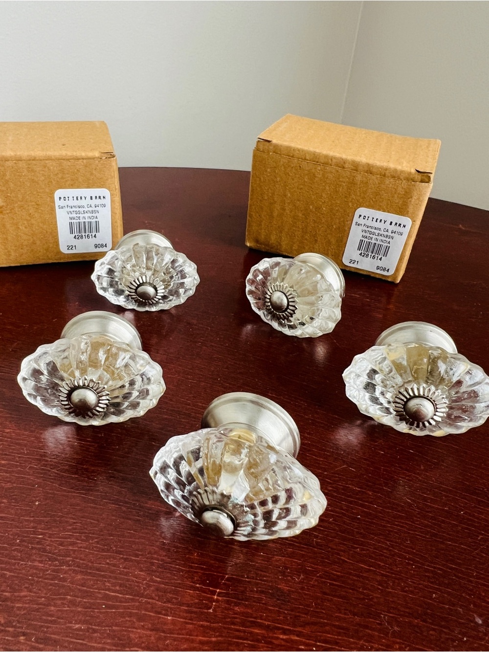 Pottery Barn Vintage Glass Knobs - Set of 5/6